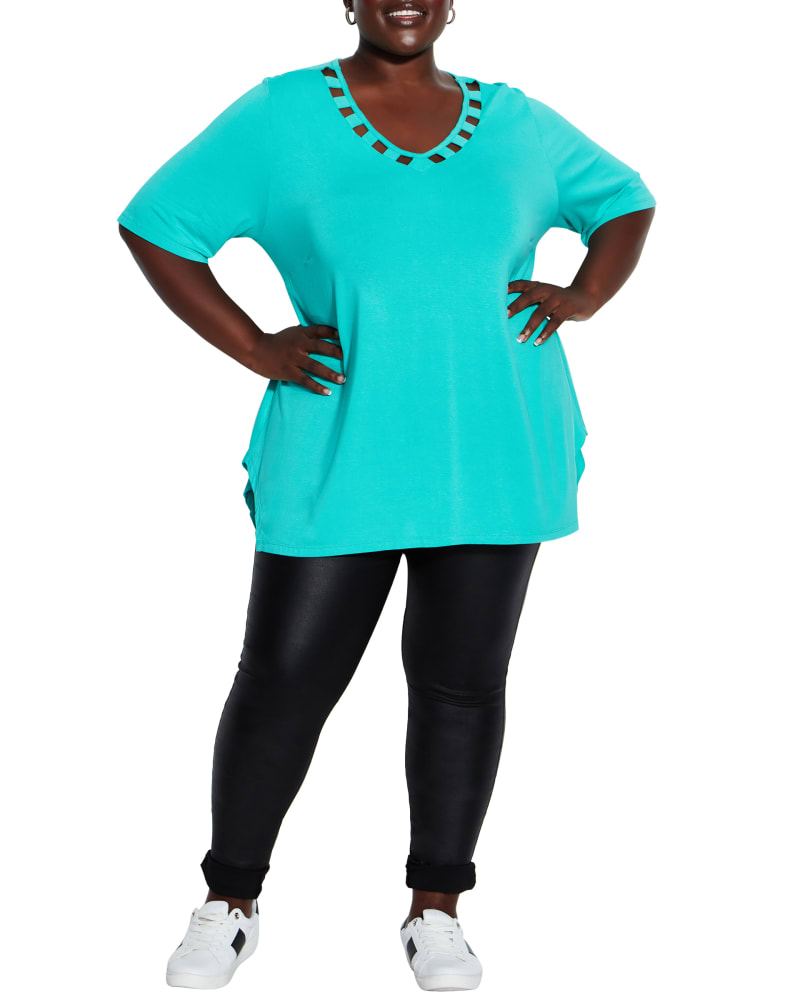 Plus size model wearing Maia Square Neck Top by avenue | Dia&Co | dia_product_style_image_id:197465